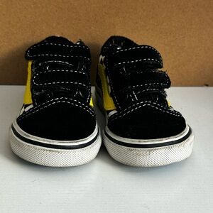 Kids Black and Yellow Velcro Sneakers